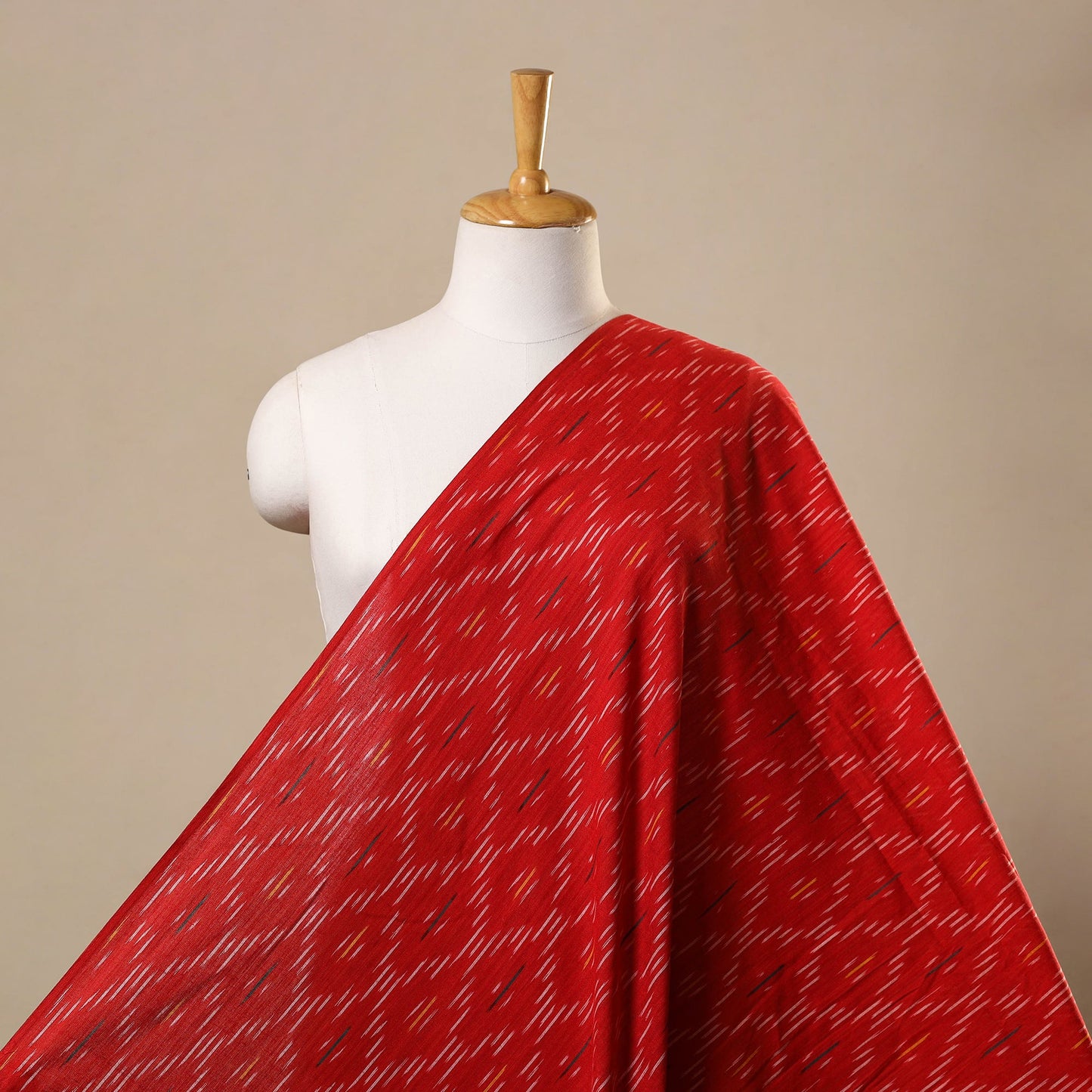 Red Pochampally Ikat Cotton Fabric