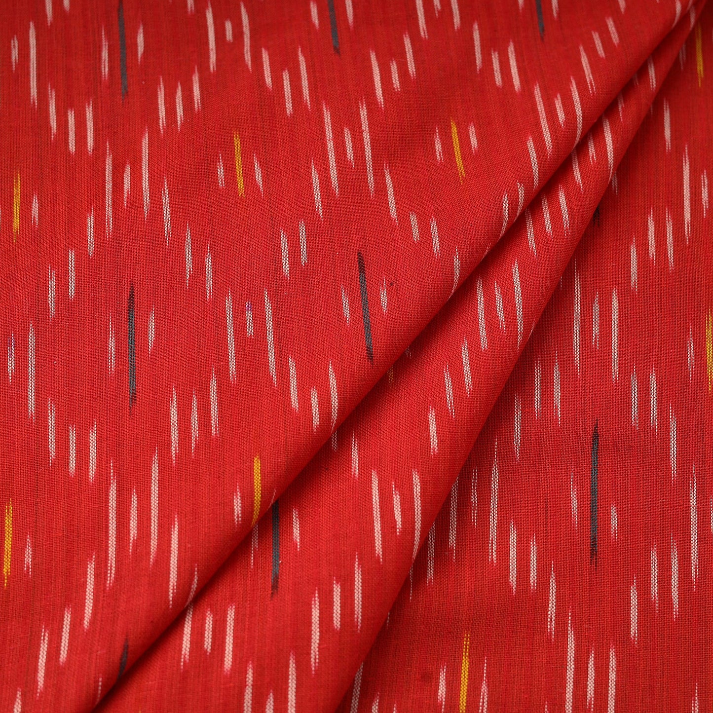 Red Pochampally Ikat Cotton Fabric