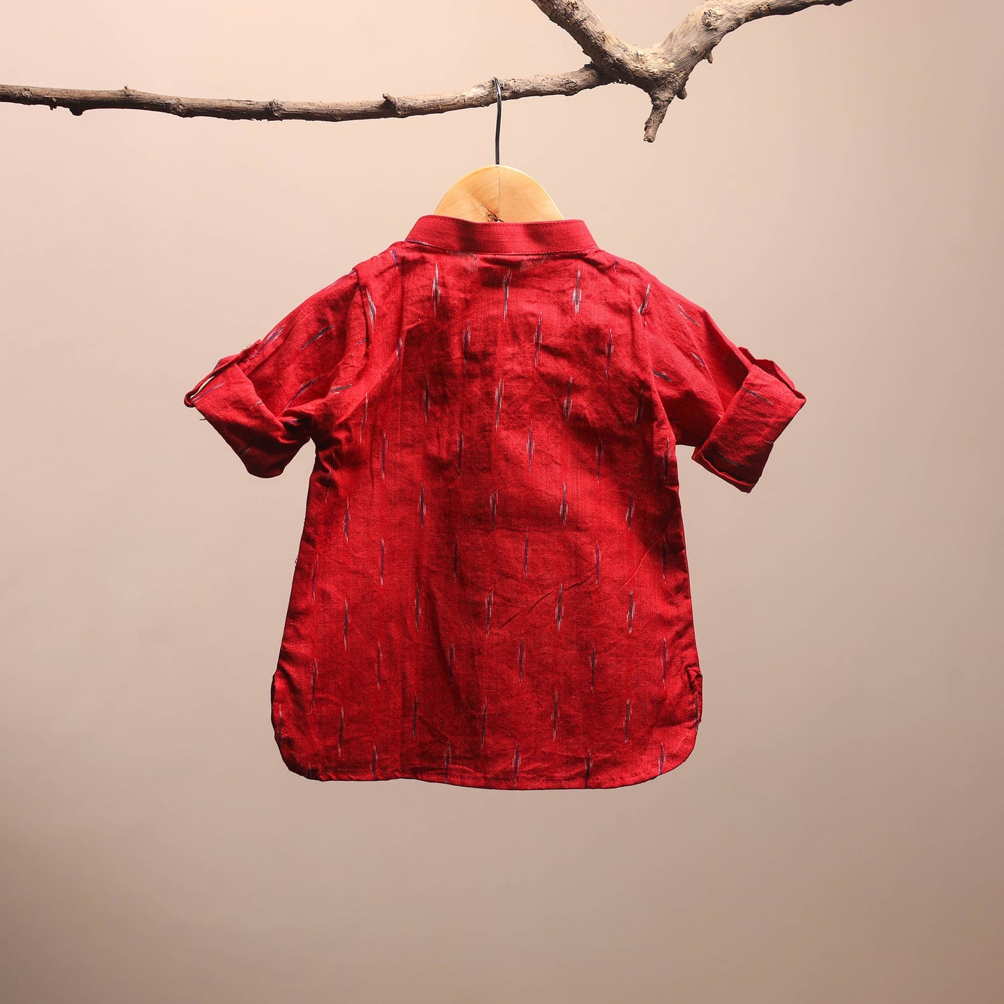 Red - pochampally ikat cotton kids kurta (6-12 months) 13