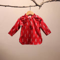 Red - pochampally ikat cotton kids kurta (6-12 months) 22