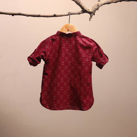 Red - pochampally ikat cotton kids kurta (6-12 months) 28