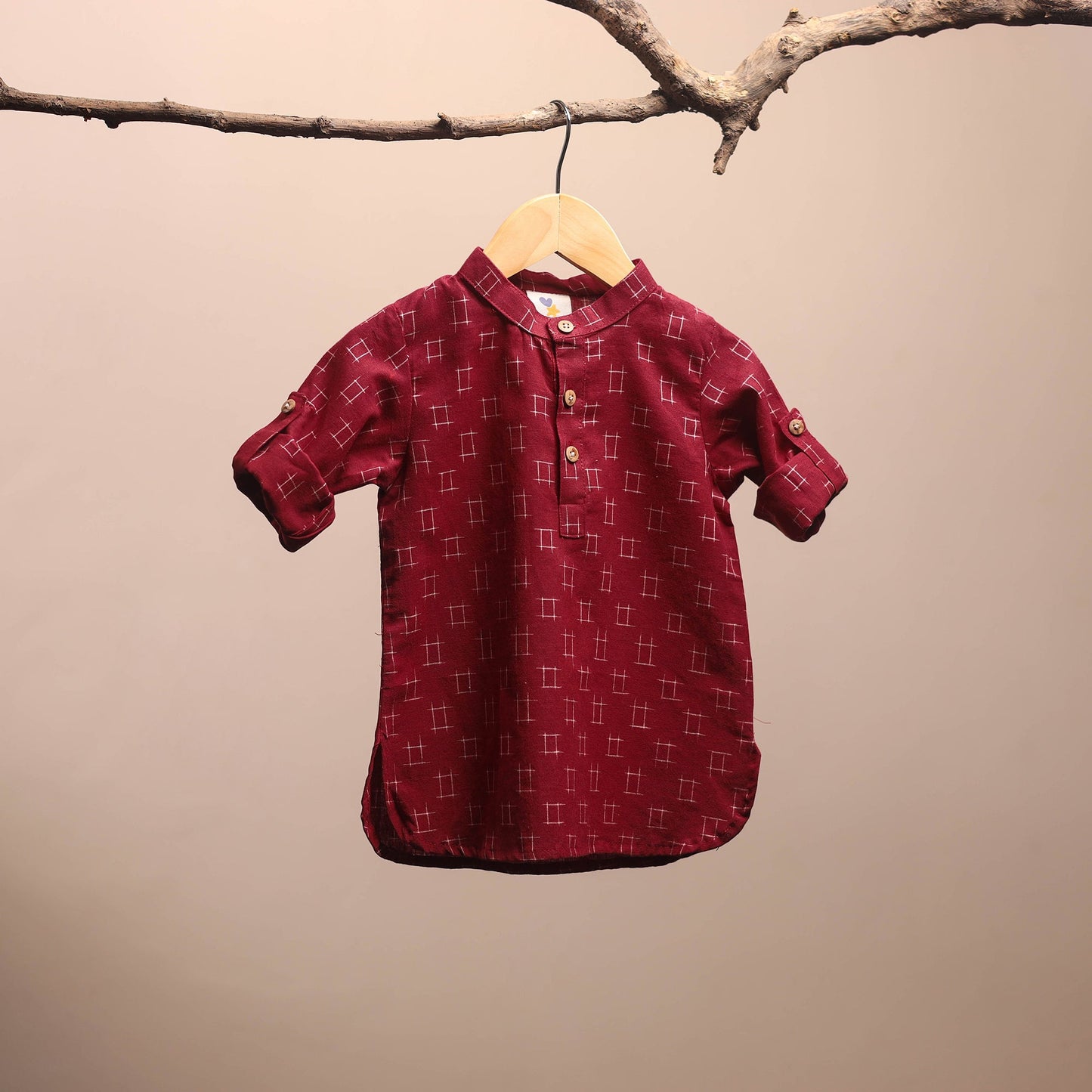 Red - pochampally ikat cotton kids kurta (6-12 months) 28