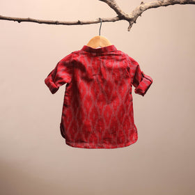 Red - pochampally ikat cotton kids kurta (6-12 months) 32