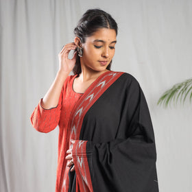 Red - pochampally ikat cotton kurta with palazzo & dupatta