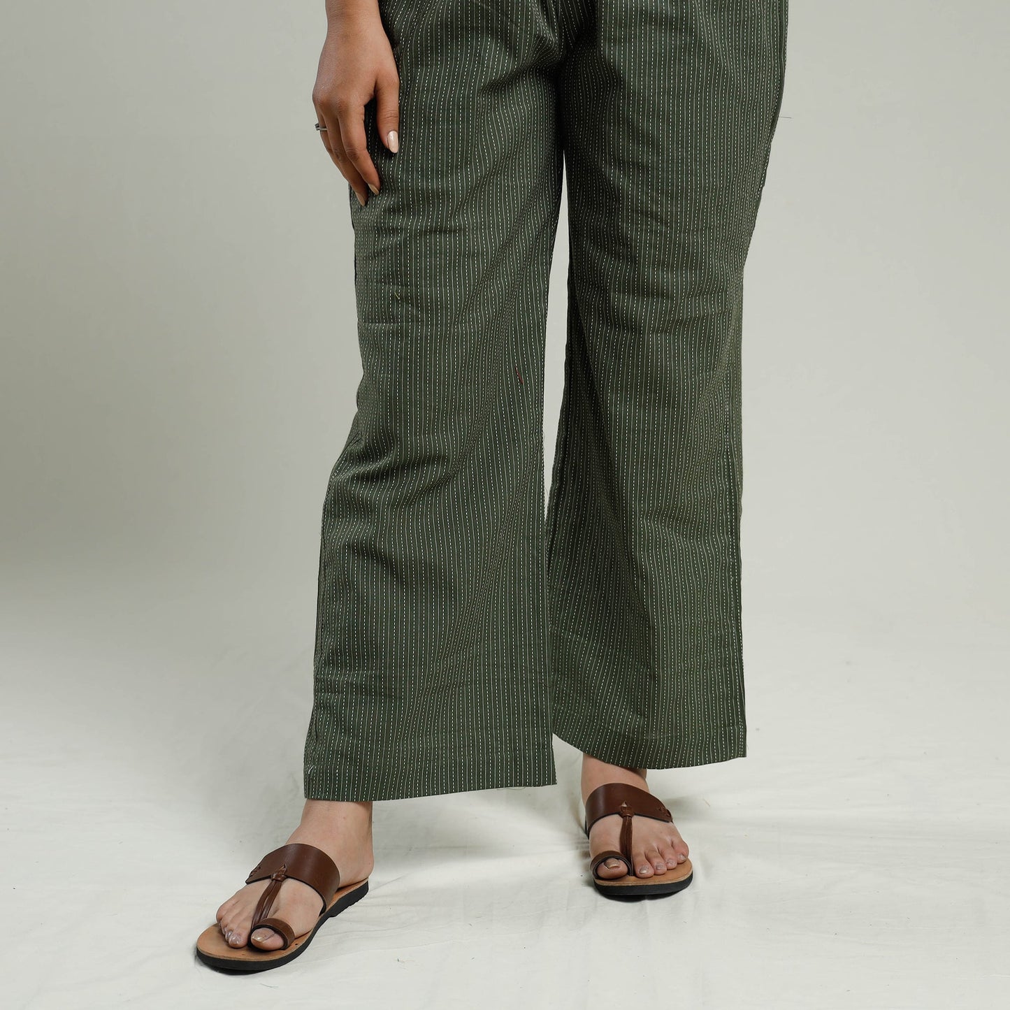  Pochampally Ikat Weave Cotton Kurta with Palazzo & Dupatta Set 