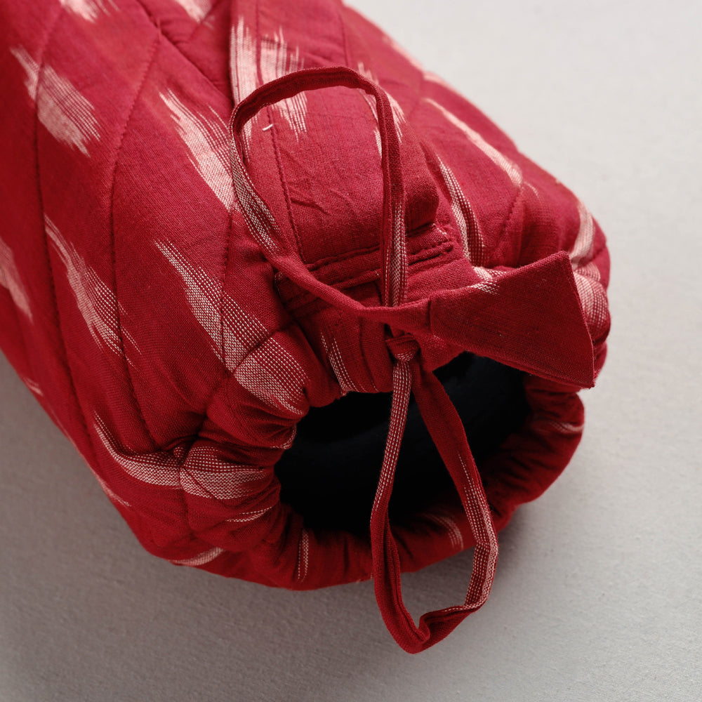 Red Pochampally Ikat Cotton Quilted Yoga Mat Bag 