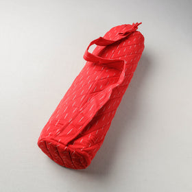 Red Pochampally Ikat Cotton Quilted Yoga Mat Bag 