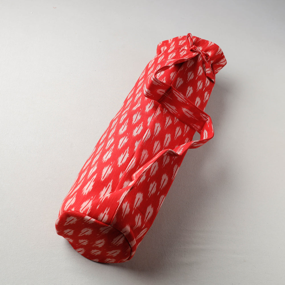Red Pochampally Ikat Cotton Yoga Mat Bag 