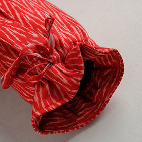 Red Pochampally Ikat Cotton Yoga Mat Bag 