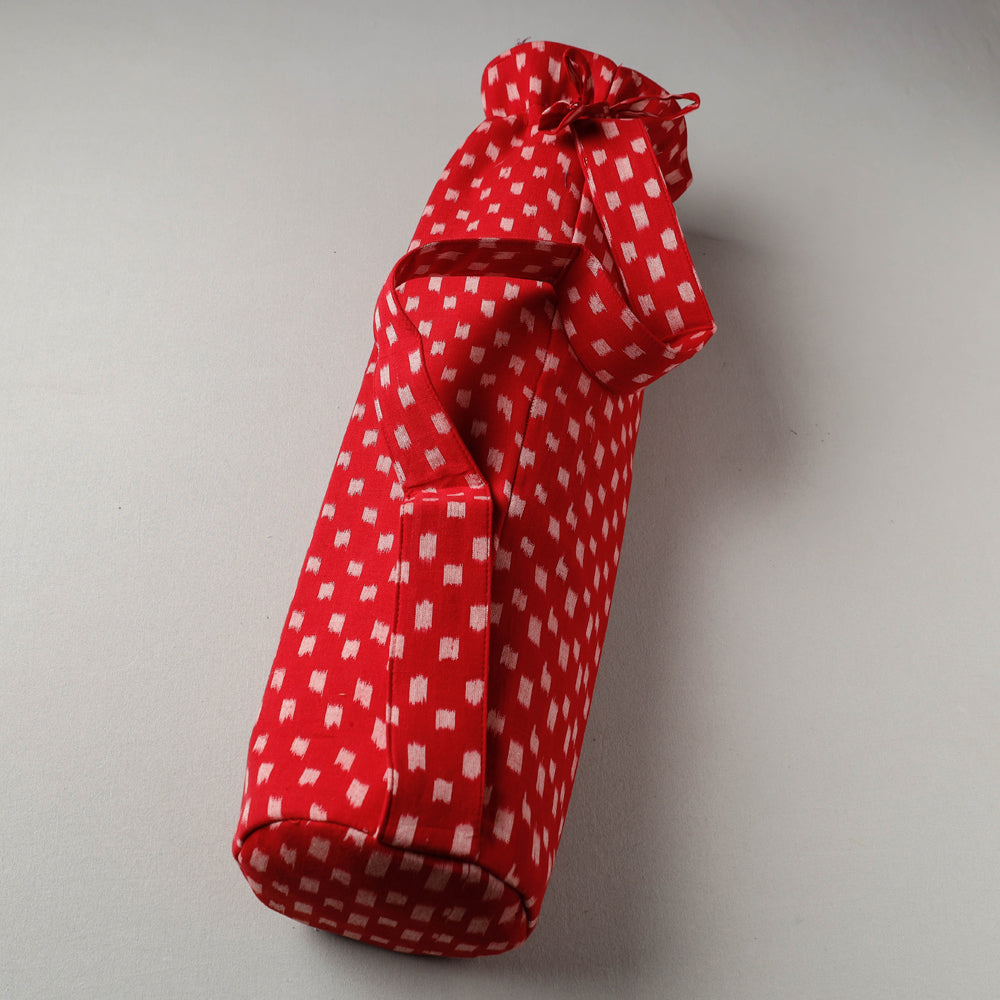 Red Pochampally Ikat Cotton Yoga Mat Bag 
