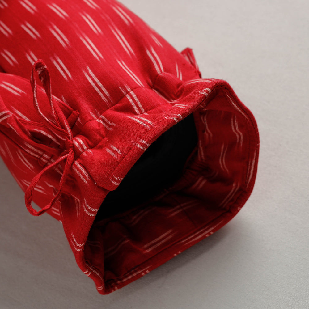 Red Pochampally Ikat Cotton Yoga Mat Bag 