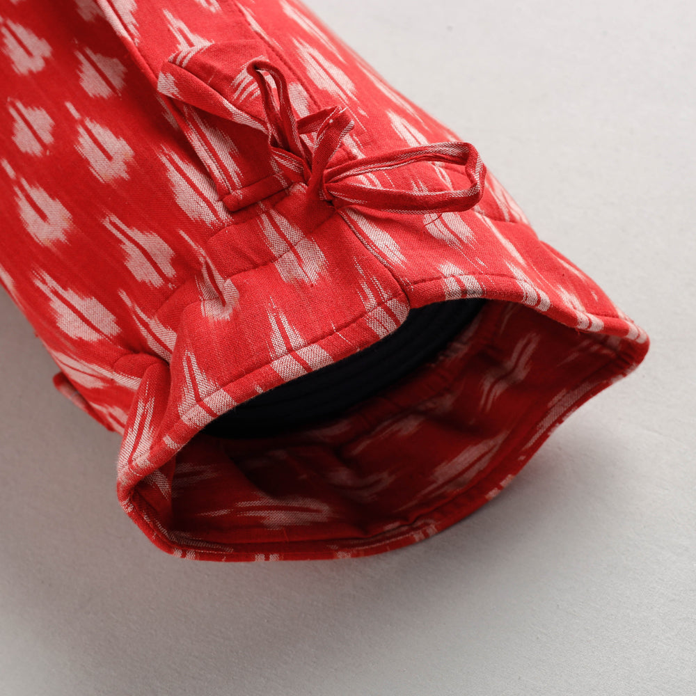 Red Pochampally Ikat Cotton Yoga Mat Bag 