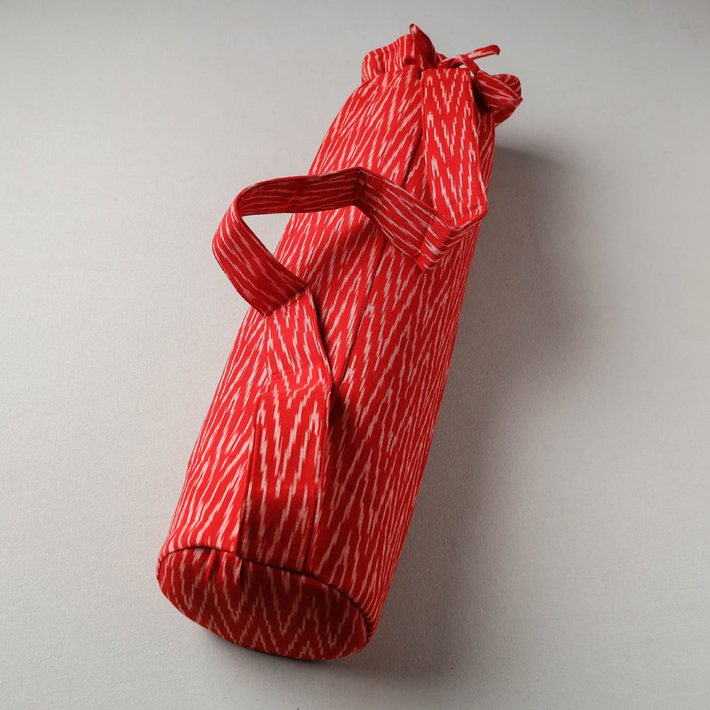 Red Pochampally Ikat Cotton Yoga Mat Bag 