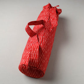 Red Pochampally Ikat Cotton Yoga Mat Bag 