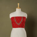 Red - pochampally ikat hand embroidery cotton blouse piece