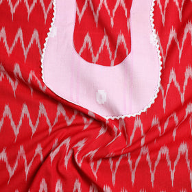 Red - pochampally ikat patchwork cotton unstitched kurta