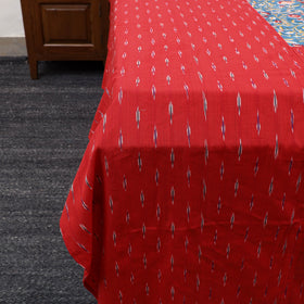 Red Pochampally Ikat with Sanganeri Patch Cotton Bedsheet Set