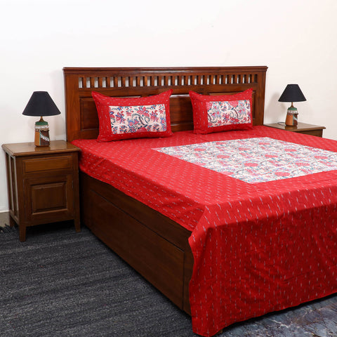 Pochampally Ikat with Sanganeri Patch Cotton Bedsheet Set