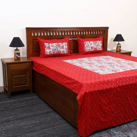 Pochampally Ikat with Sanganeri Patch Cotton Bedsheet Set