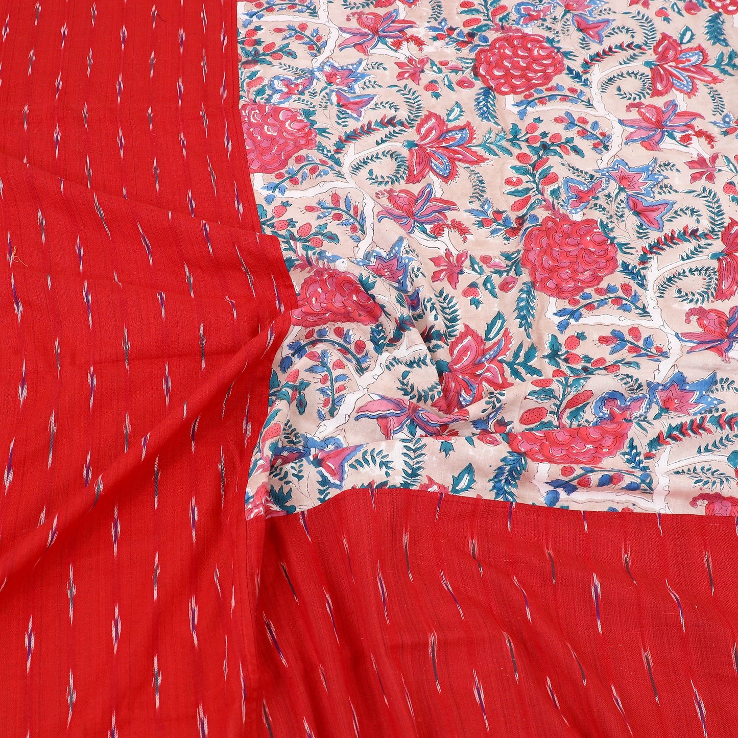 Pochampally Ikat with Sanganeri Patch Cotton Bedsheet Set