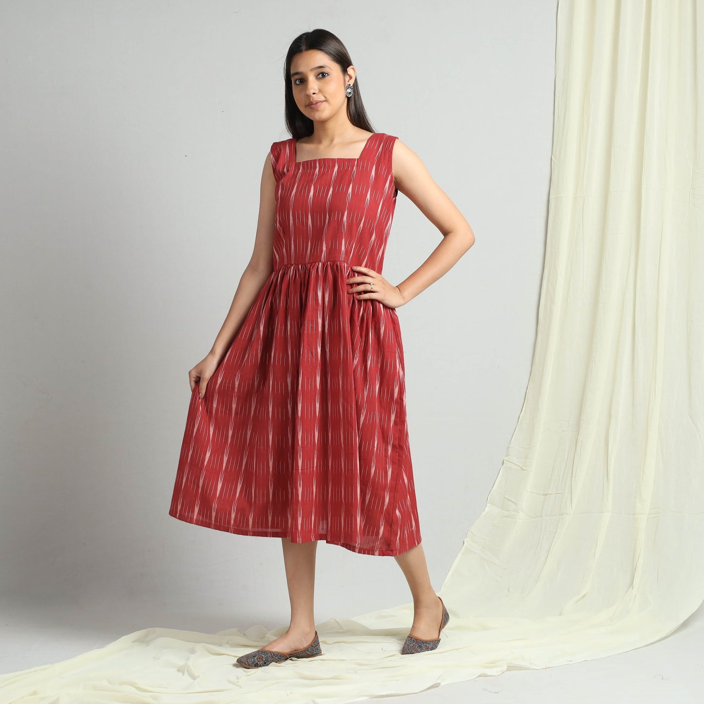  Pochampally Ikat Weave Cotton Dress 