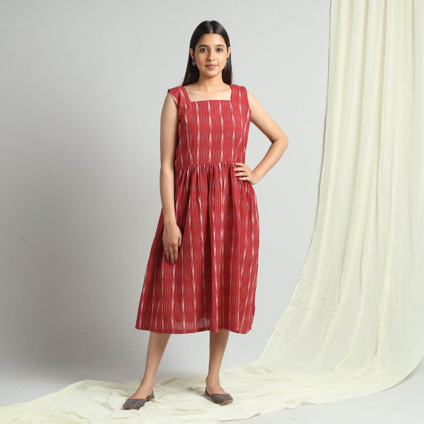 Pochampally Ikat Weave Cotton Dress 