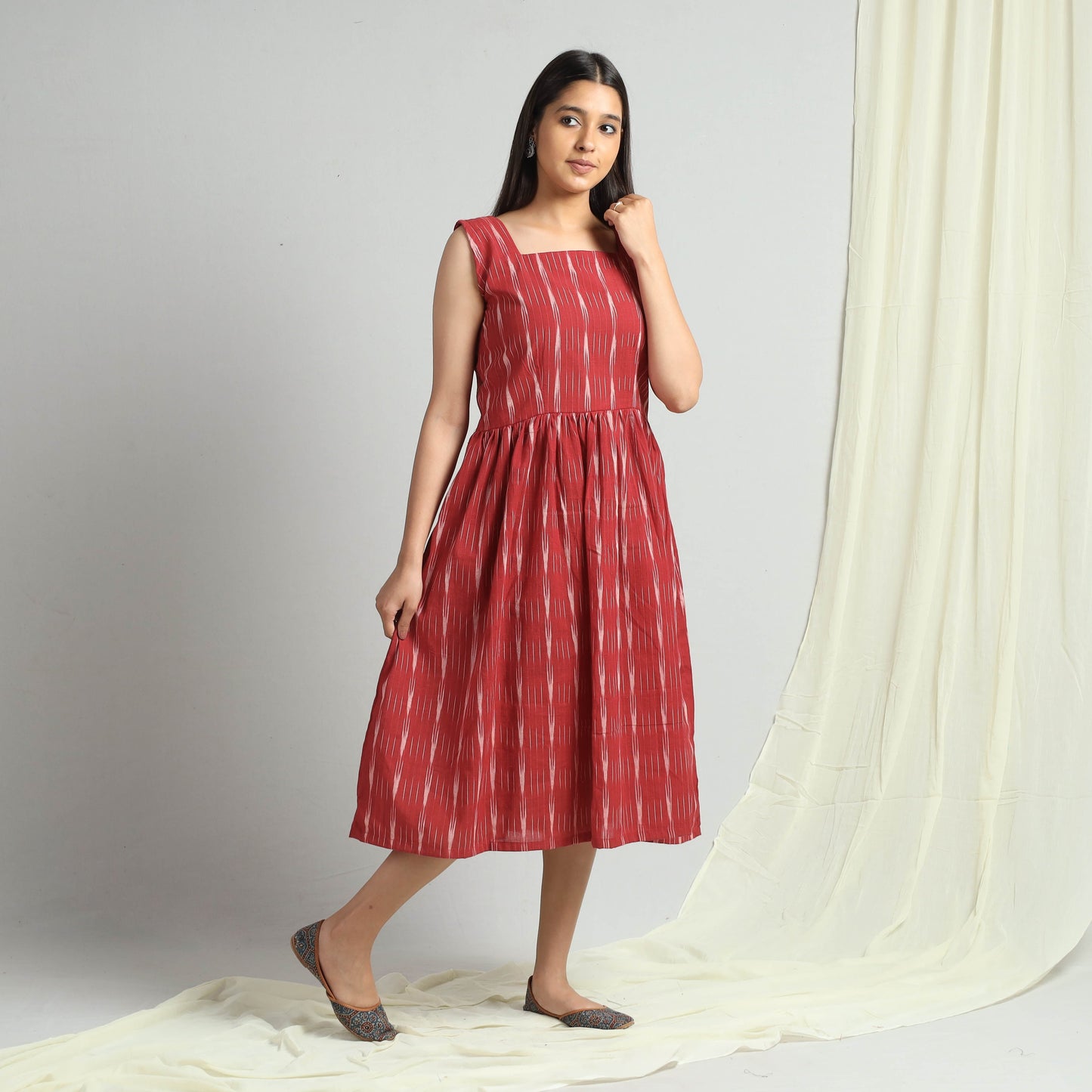  Pochampally Ikat Weave Cotton Dress 