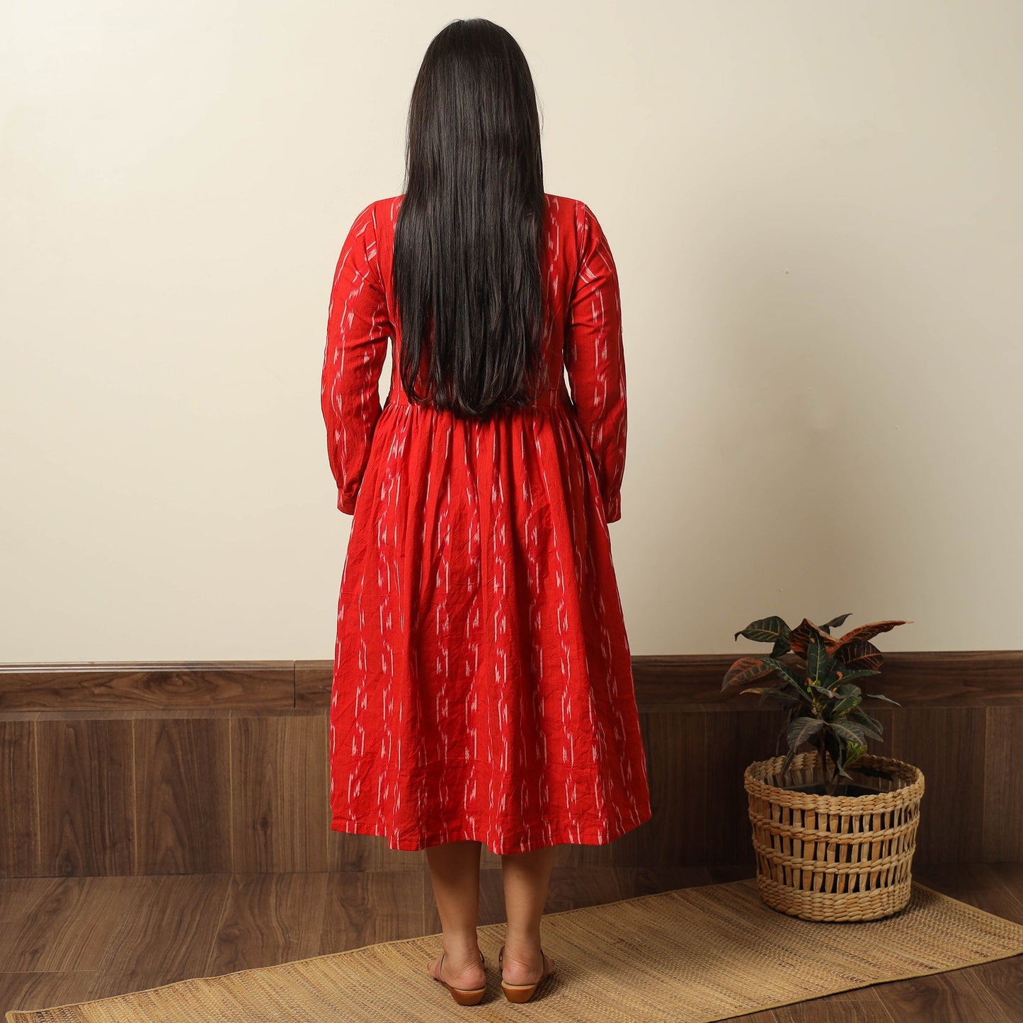 Buy Pochampally Ikat Weave Cotton Flared Dress 08 Online l iTokri.com