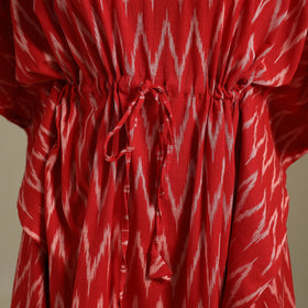 Red Pochampally Ikat Weave Cotton Kaftan (Medium)