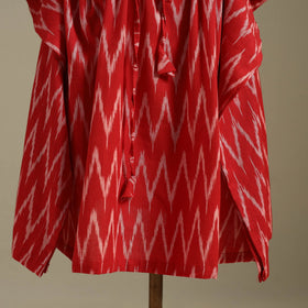 Red Pochampally Ikat Weave Cotton Kaftan (Medium)