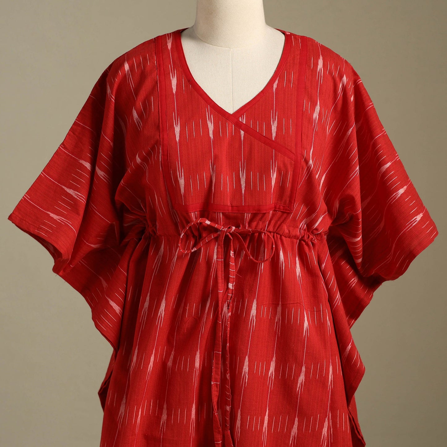 Red - pochampally ikat weave cotton kaftan (medium) 30
