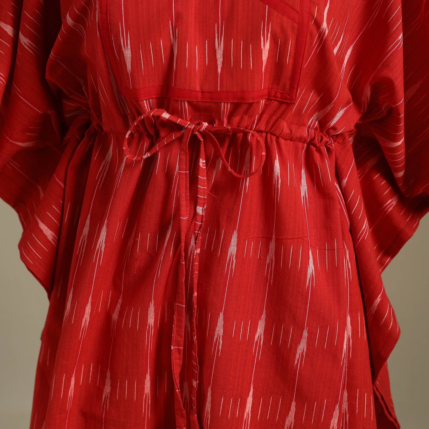 Red - pochampally ikat weave cotton kaftan (medium) 30