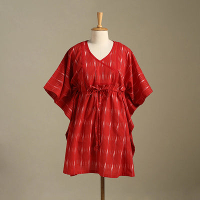 Red - pochampally ikat weave cotton kaftan (medium) 30