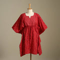 Red Pochampally Ikat Weave Cotton Kaftan (Medium)