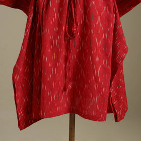 Red Pochampally Ikat Weave Cotton Kaftan (Medium)