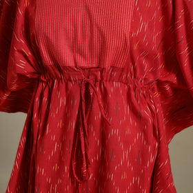 Red Pochampally Ikat Weave Cotton Kaftan (Medium)