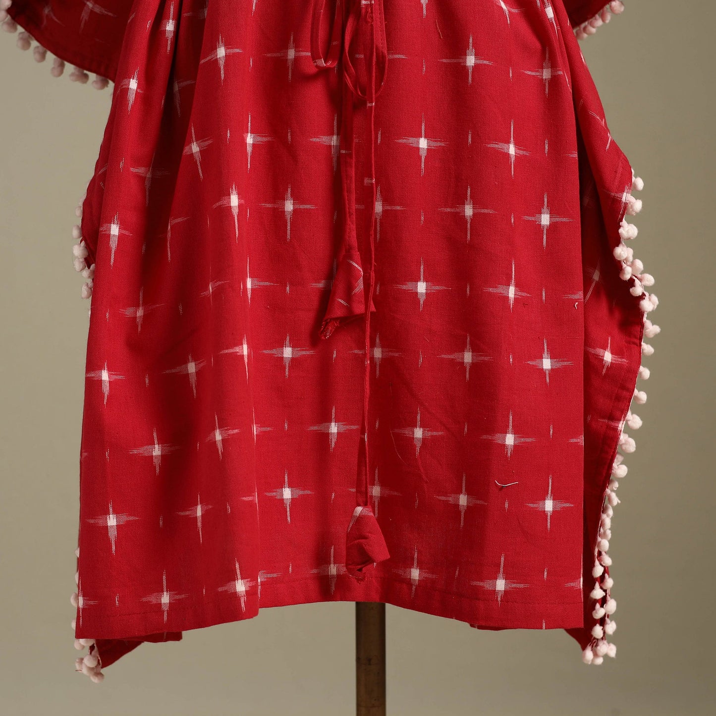 Red - pochampally ikat weave cotton kaftan (medium) 36