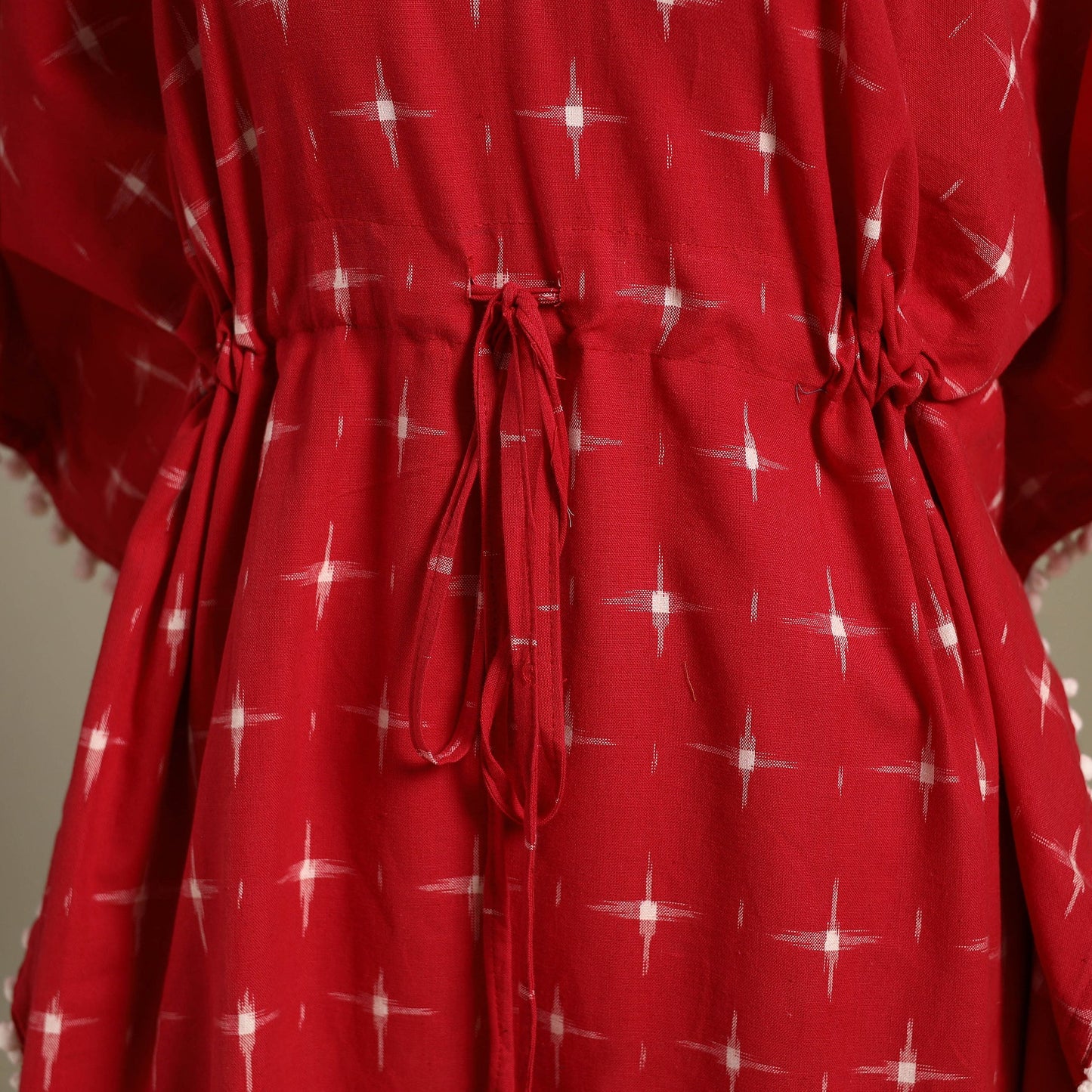 Red - pochampally ikat weave cotton kaftan (medium) 36