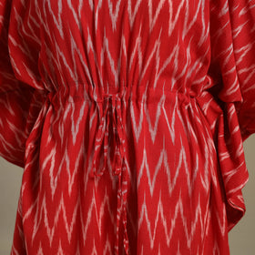 Red Pochampally Ikat Weave Cotton Kaftan (Medium)