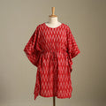 Red Pochampally Ikat Weave Cotton Kaftan (Medium)