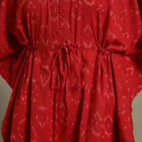Red Pochampally Ikat Weave Cotton Kaftan (Medium)