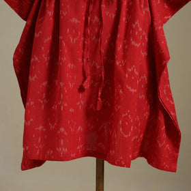 Red Pochampally Ikat Weave Cotton Kaftan (Medium)