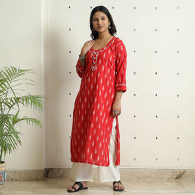 Buy Pochampally Ikat Weave Cotton Long Straight Kurta 10 Online at iTokri.com