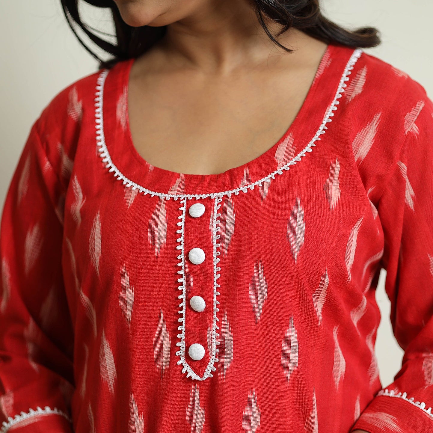Buy Pochampally Ikat Weave Cotton Long Straight Kurta 10 Online at iTokri.com