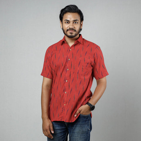 Buy Pochampally Ikat Weave Cotton Men Half Sleeve Shirt Online at iTokri.com