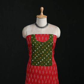 Pochampally ikat weave cotton patchwork unstitched kurta