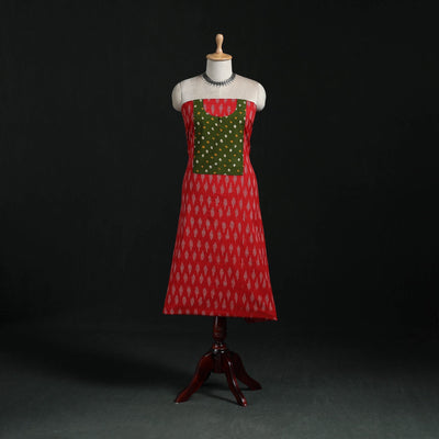 Pochampally ikat weave cotton patchwork unstitched kurta