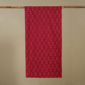 Red - pochampally ikat weave cotton stole 19 - handcrafted