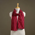 Red - pochampally ikat weave cotton stole 19 - handcrafted