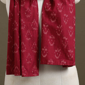 Red - pochampally ikat weave cotton stole 19 - handcrafted